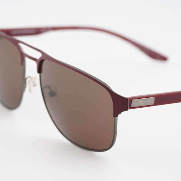 Emporio Armani EA2144 336673 Sunglasses Burgundy Rectangle Frame, Brown Lenses - Picture 2 of 11